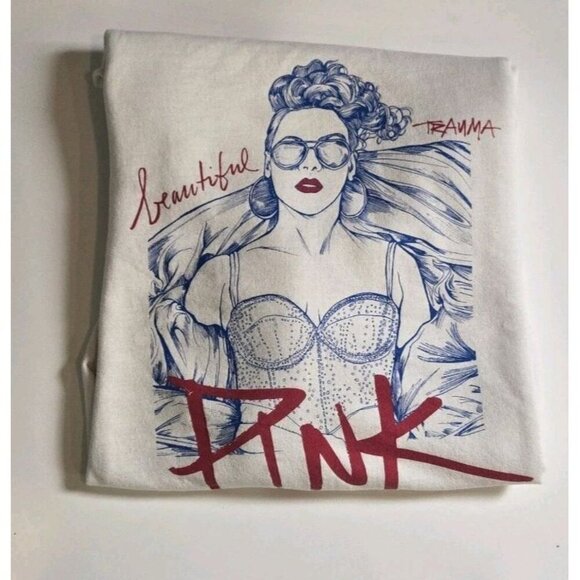Pink P!nk Beautiful Trauma World Tour Sweatshirt White Medium Cotton Pinkspage - Picture 7 of 11